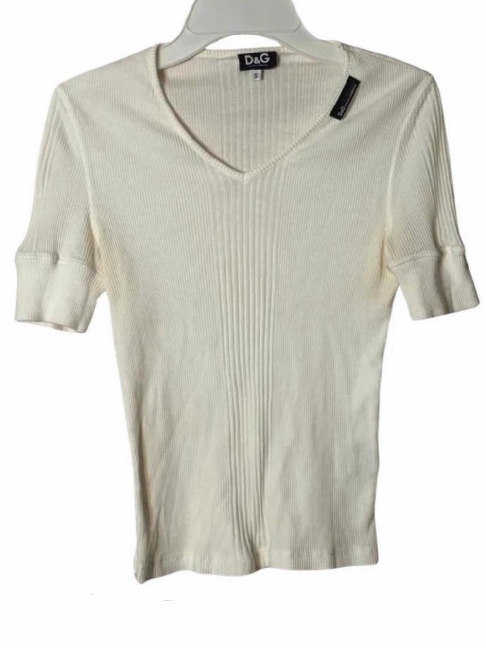 D&G Dolce & Gabbana White Ribbed Baby Tee Y2K Made in Italy Size Small
